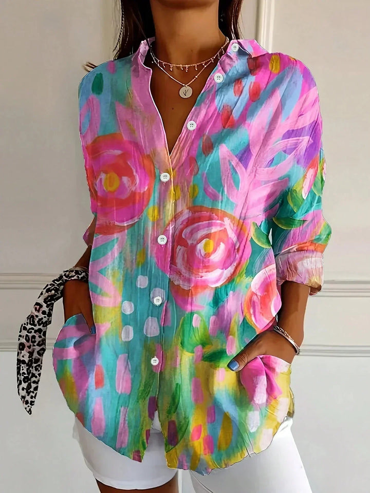 Saskia | Floral Blouse With Button-Down Front For Women