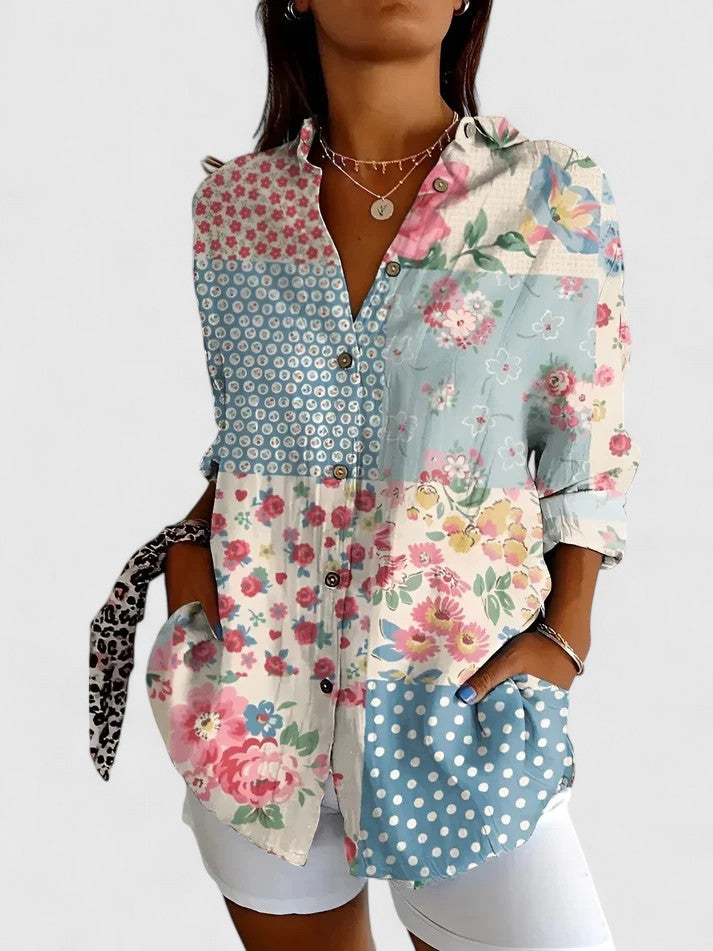 Laila | Button-Down Patchwork Shirt For Women