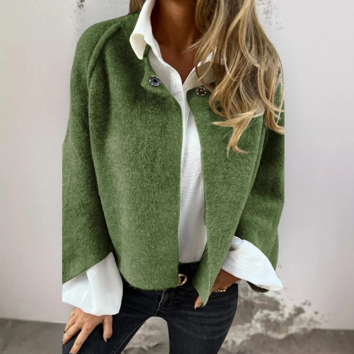 Haley - Round Neck and Long Sleeves Wool Coat