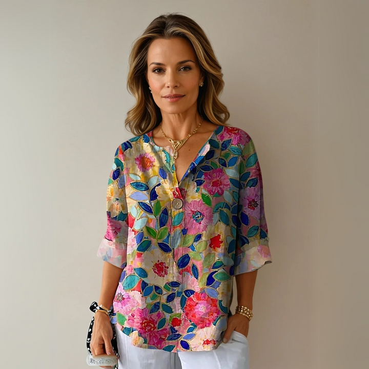 Anastasia | Floral V-Neck Blouse For Women