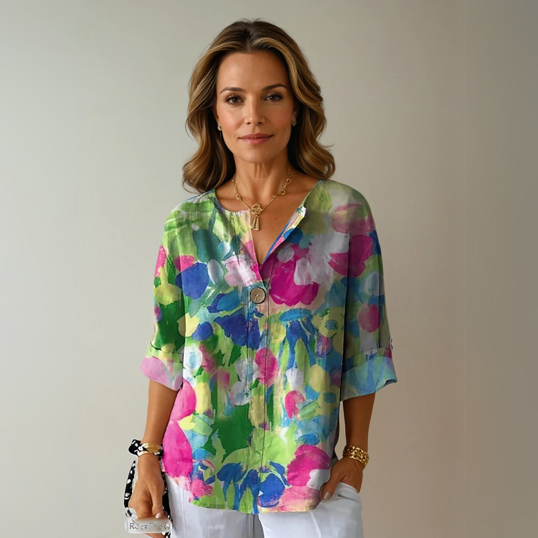 Anastasia | Floral V-Neck Blouse For Women