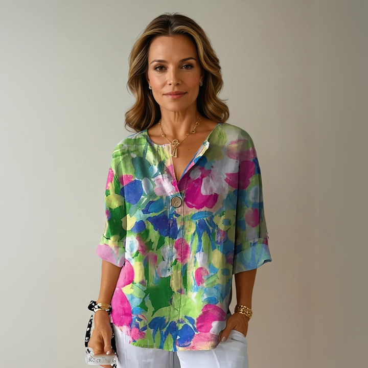 Anastasia | Floral V-Neck Blouse For Women