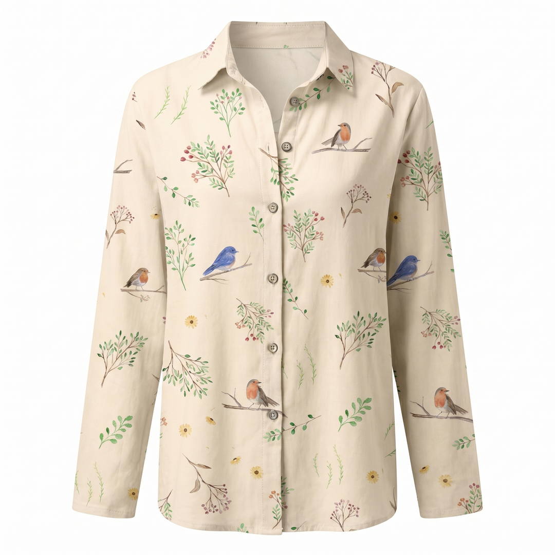 Beth | Button-Up Blouse With Split Neck And Oversized Fit For Women