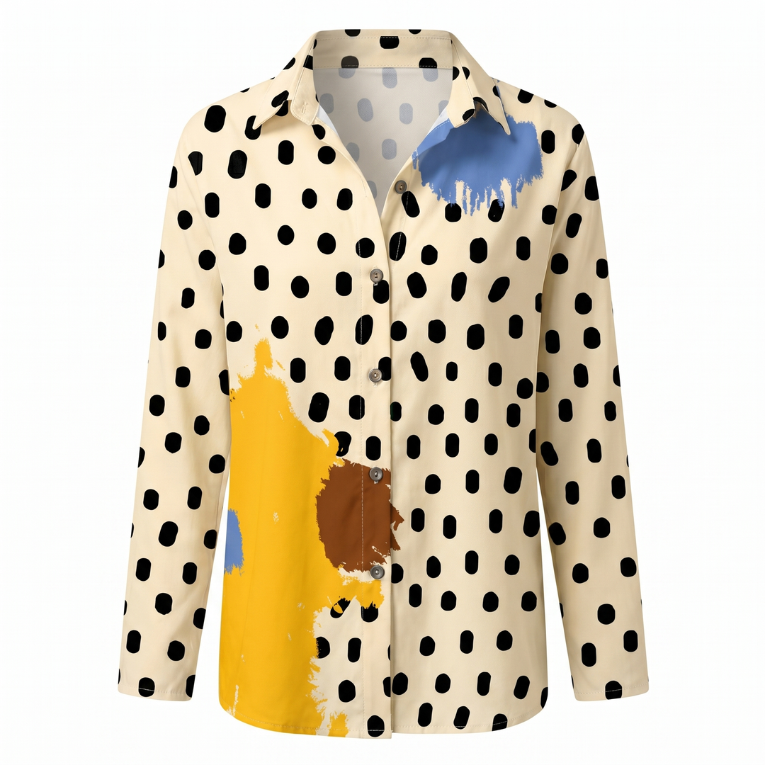 Beth | Button-Up Blouse With Split Neck And Oversized Fit For Women