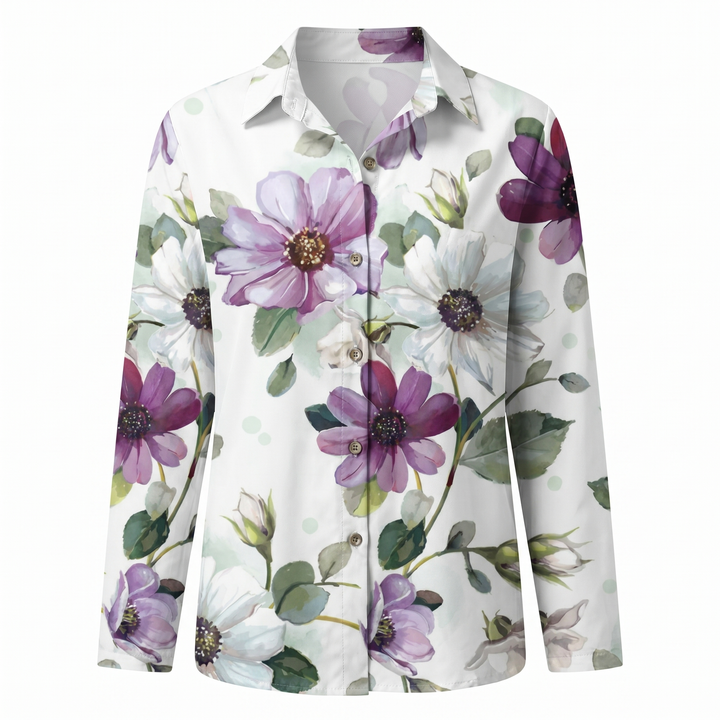 Beth | Button-Up Blouse With Split Neck And Oversized Fit For Women