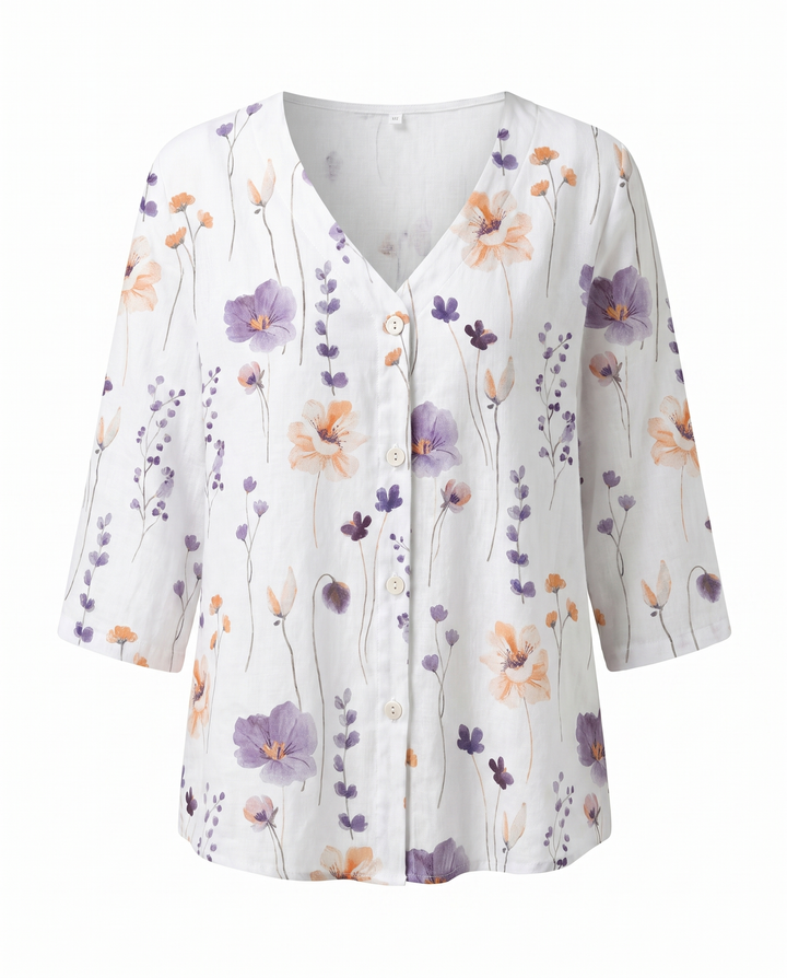 Tira | Blouse With V-Neck And Three-Quarter Sleeves For Women